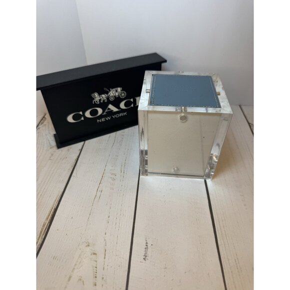 Vintage Coach Cube Acrylic & Leather Magnetic Picture Frame 4 3X4 Pictures VGUC - Picture 1 of 4